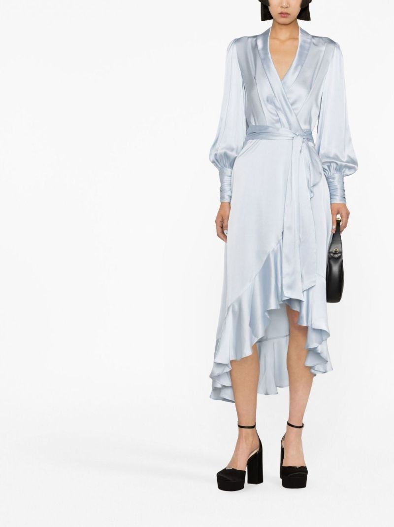 Blue Silk Wrap Dress