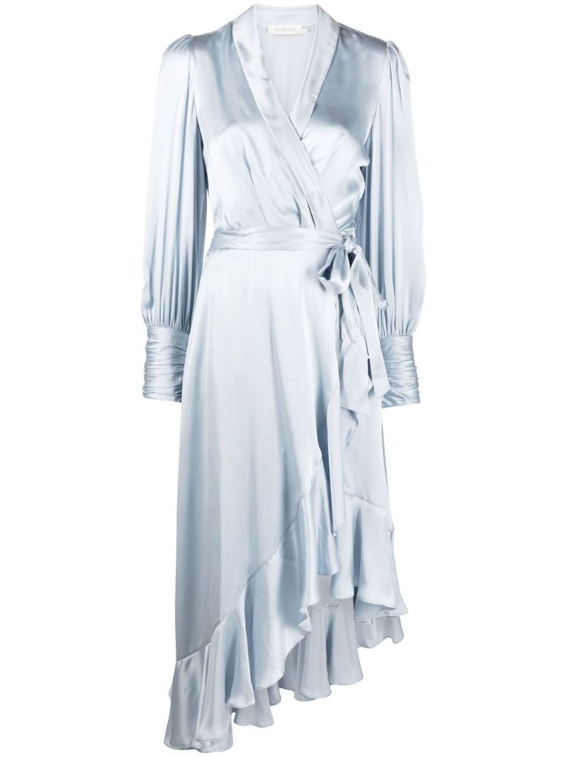 Blue Silk Wrap Dress