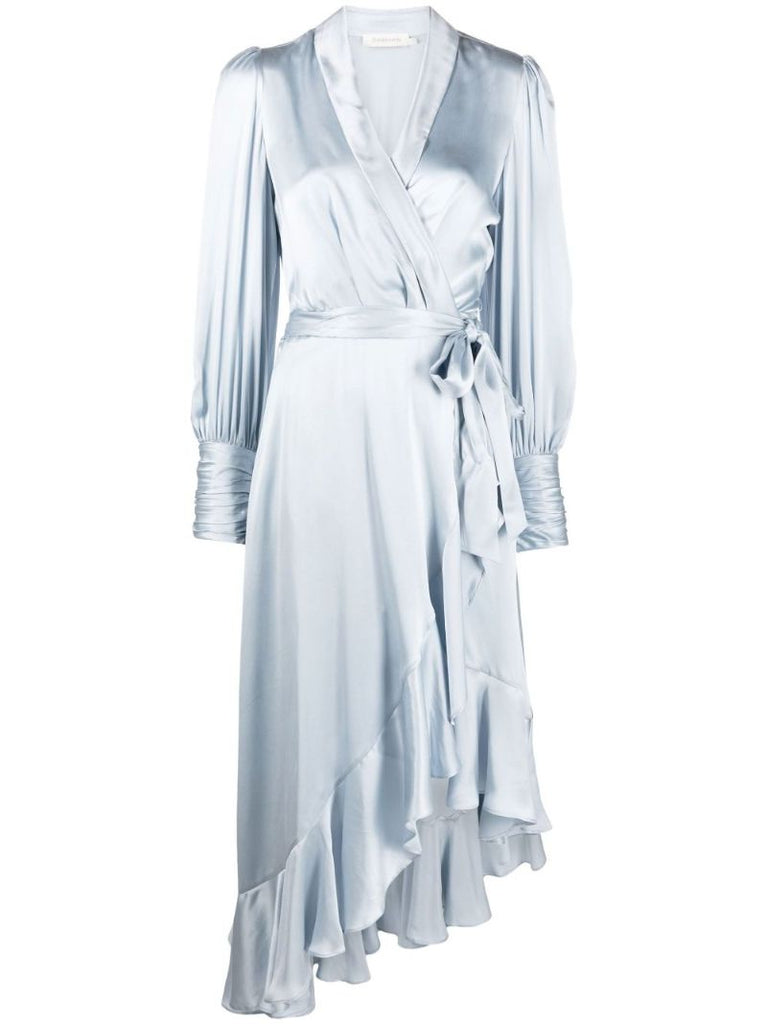 Blue Silk Wrap Dress