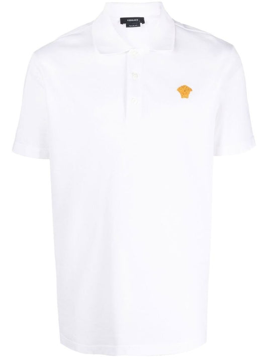 White Medusa Embroidered Polo Shirt