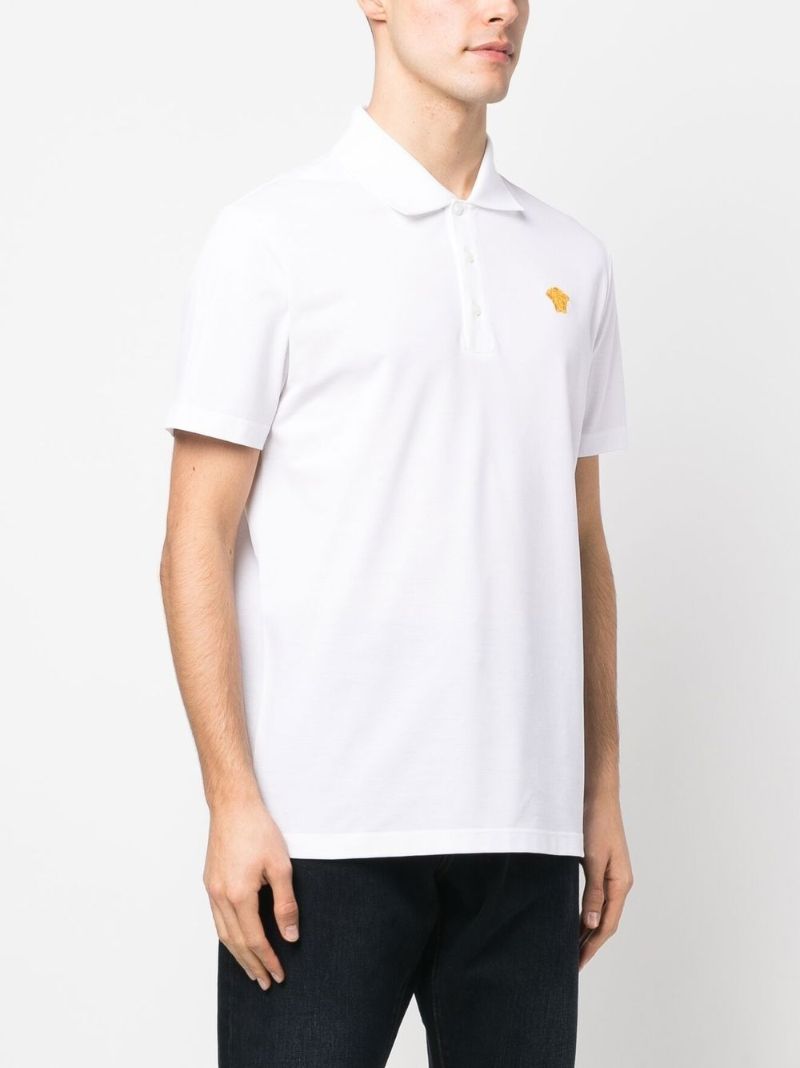 White Medusa Embroidered Polo Shirt