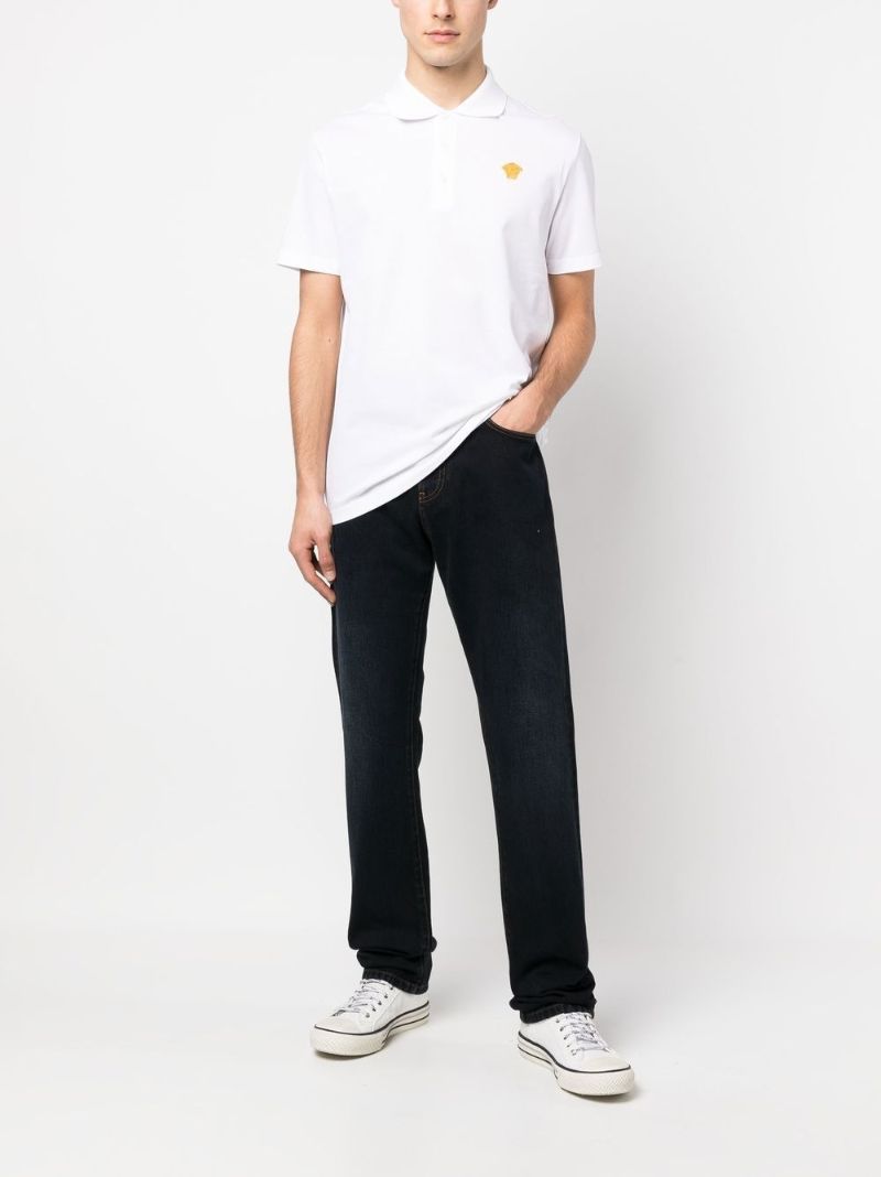 White Medusa Embroidered Polo Shirt