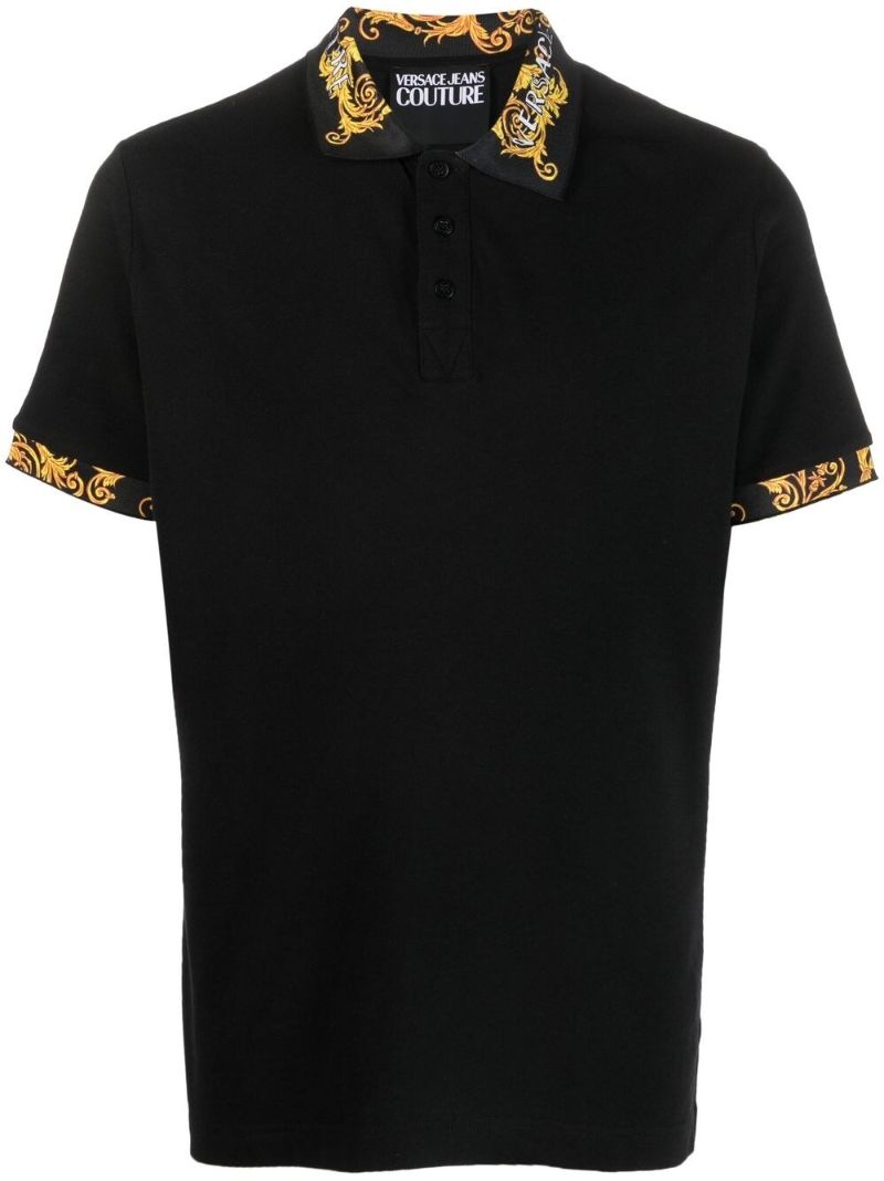 Black Logo Couture Print Polo Shirt