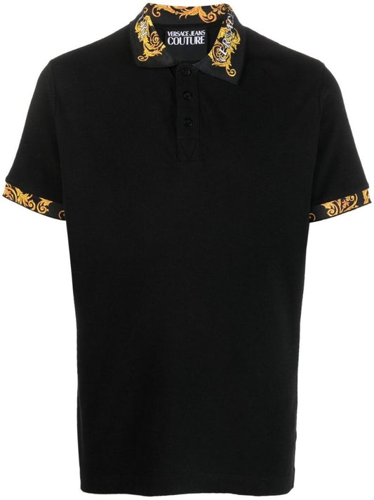Black Logo Couture Print Polo Shirt