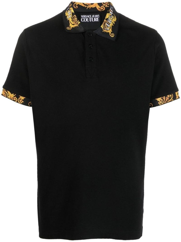 Black Logo Couture Print Polo Shirt