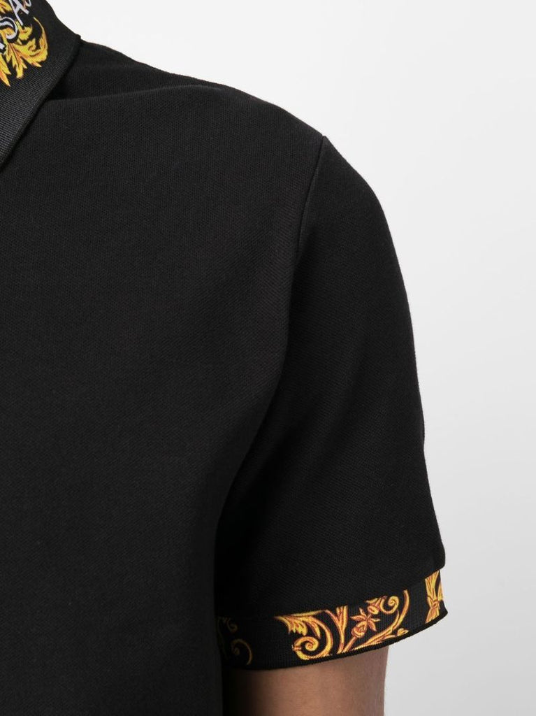 Black Logo Couture Print Polo Shirt