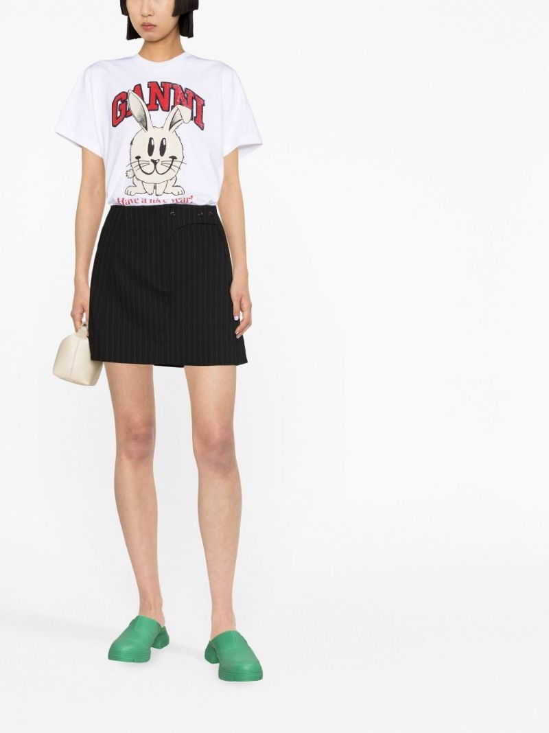 Black Pinstripe Mini Skirt