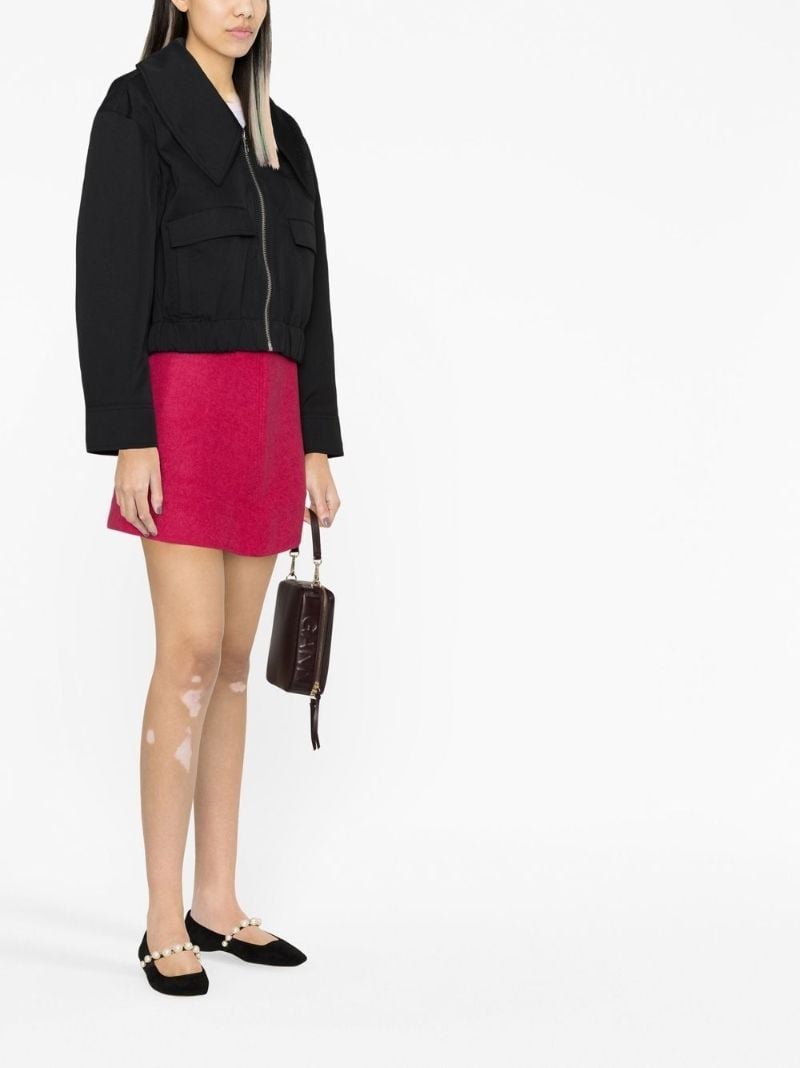 Black Wide Collar Twill Jacket