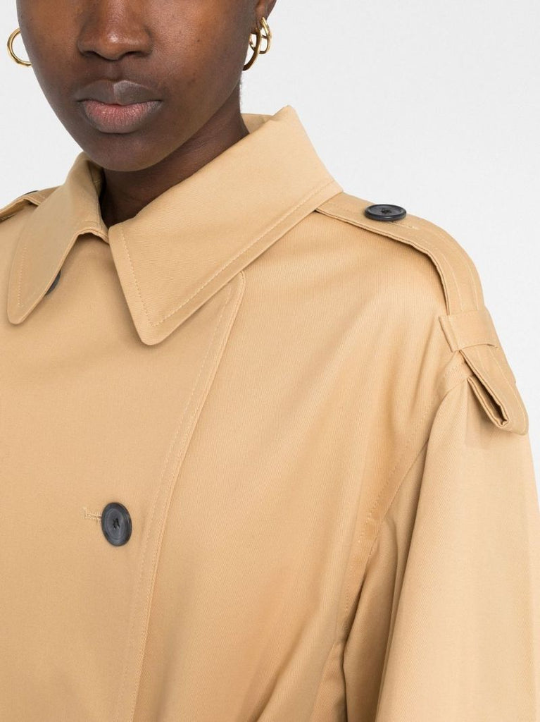 Neutral Alanis Double-breasted Trench Coat