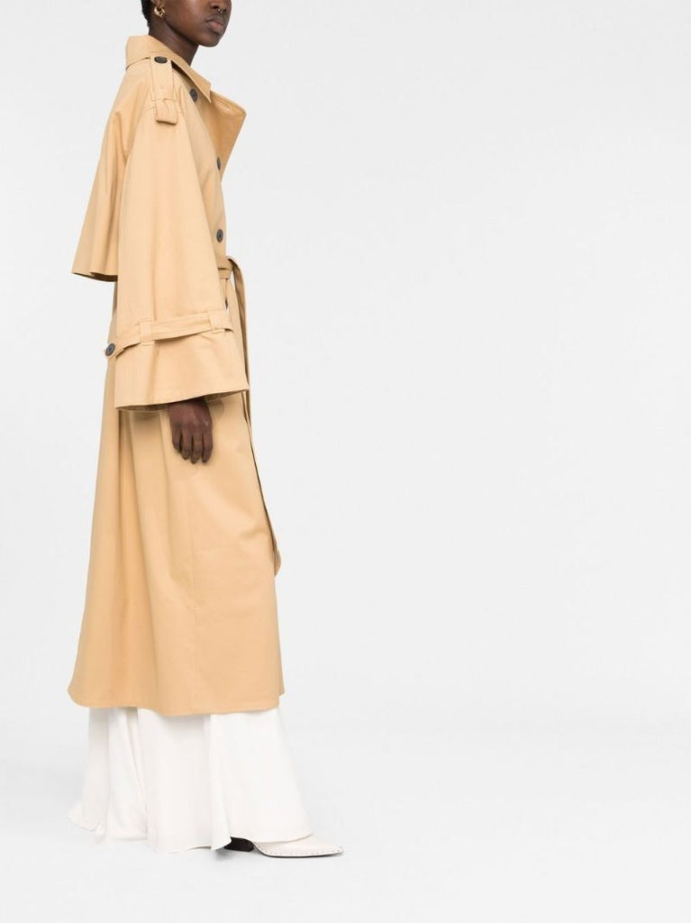 Neutral Alanis Double-breasted Trench Coat