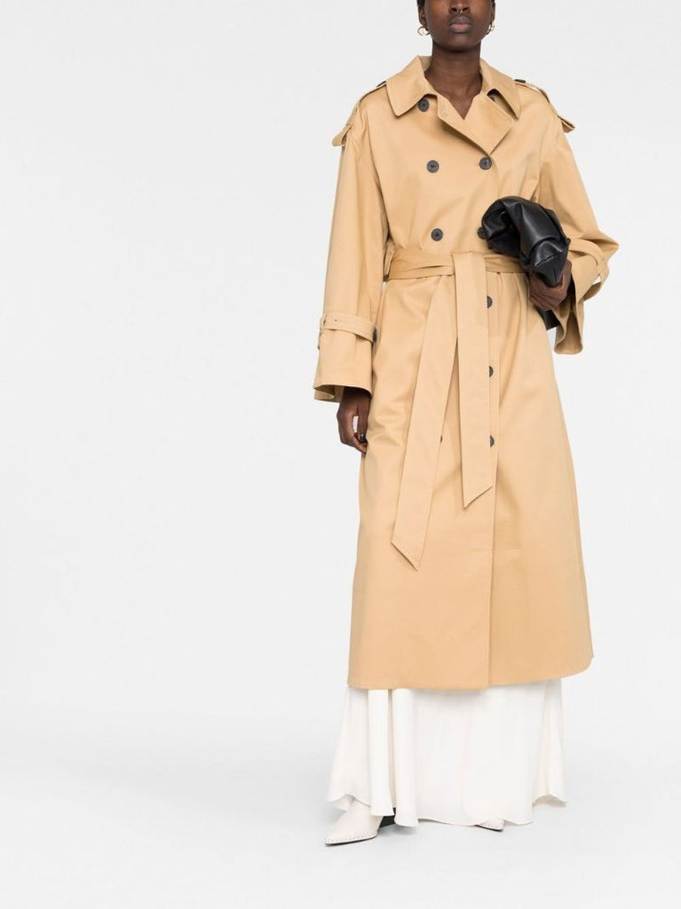 Neutral Alanis Double-breasted Trench Coat