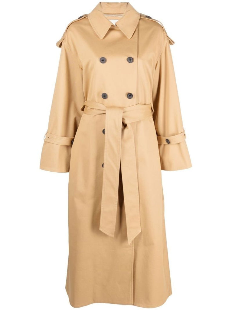 Neutral Alanis Double-breasted Trench Coat