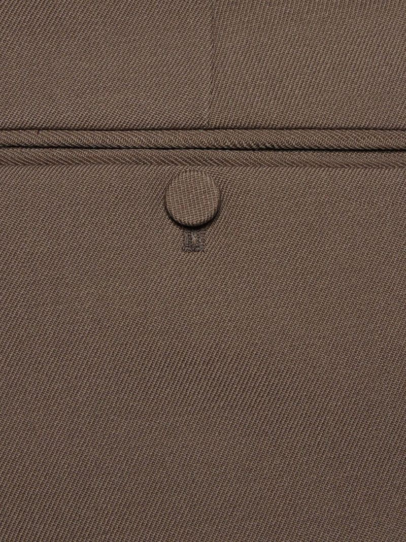 Brown Cropped Wool Gabardine Trousers