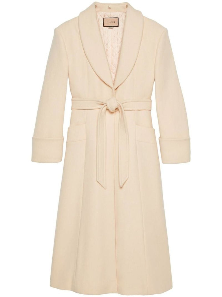 Neutral Belted Detachable-collar Coat