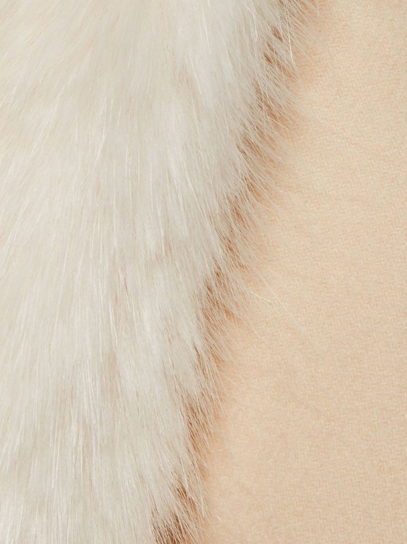 Neutral Belted Detachable-collar Coat