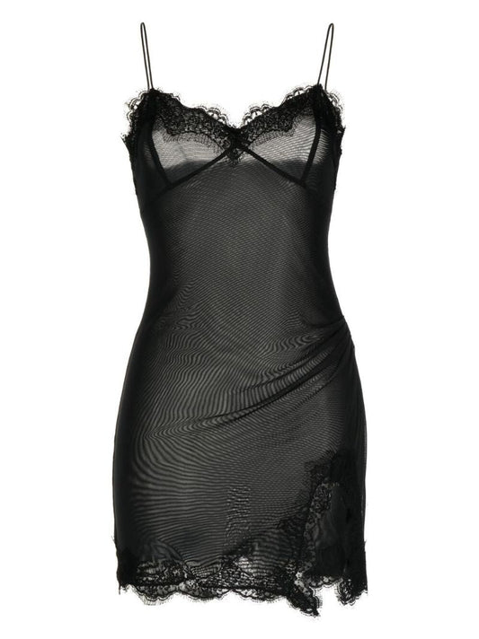 Black Lace Trim Slip Dress