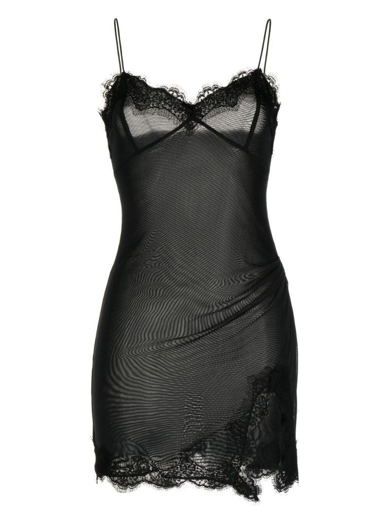 Black Lace Trim Slip Dress