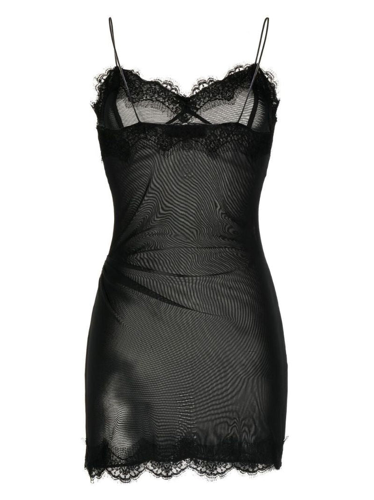 Black Lace Trim Slip Dress
