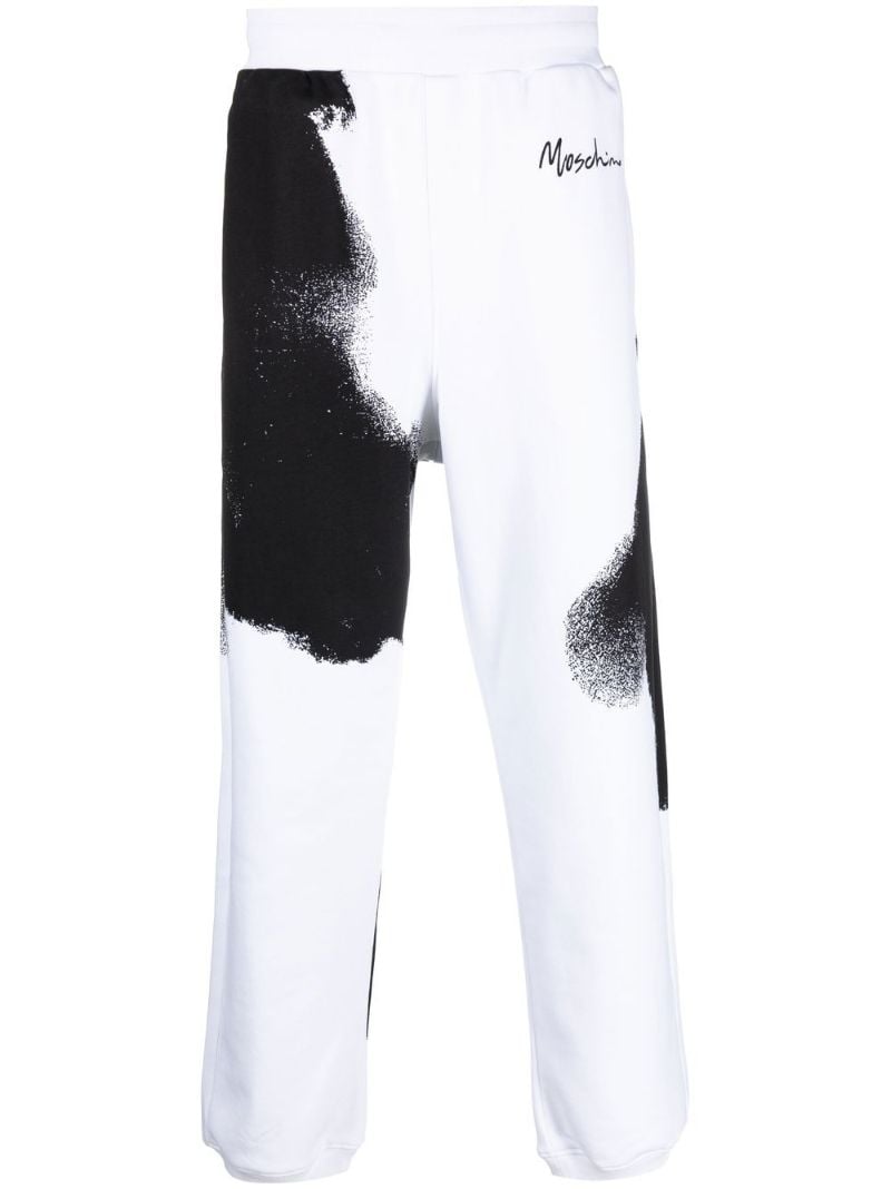 White Logo Print Track Pants