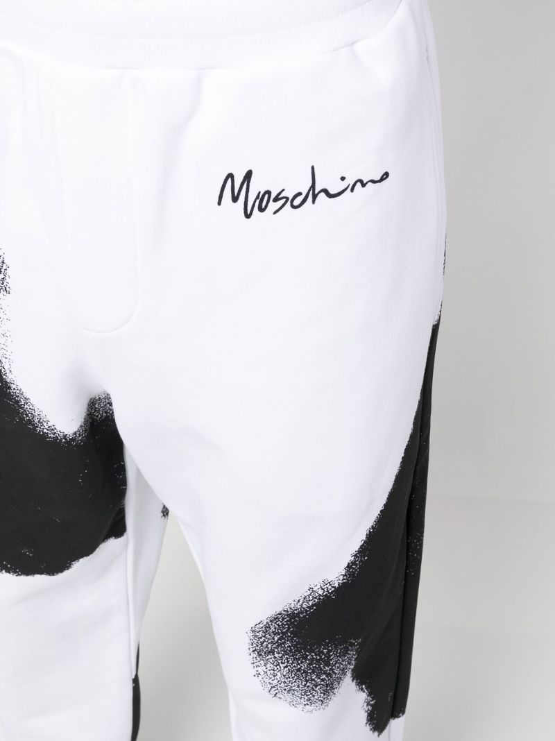 White Logo Print Track Pants