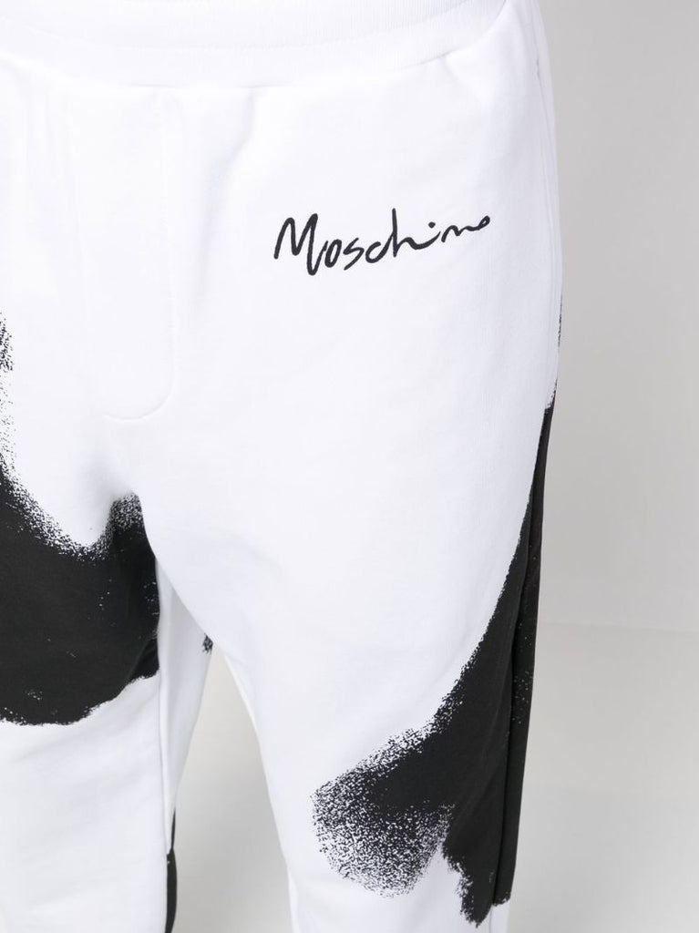 White Logo Print Track Pants