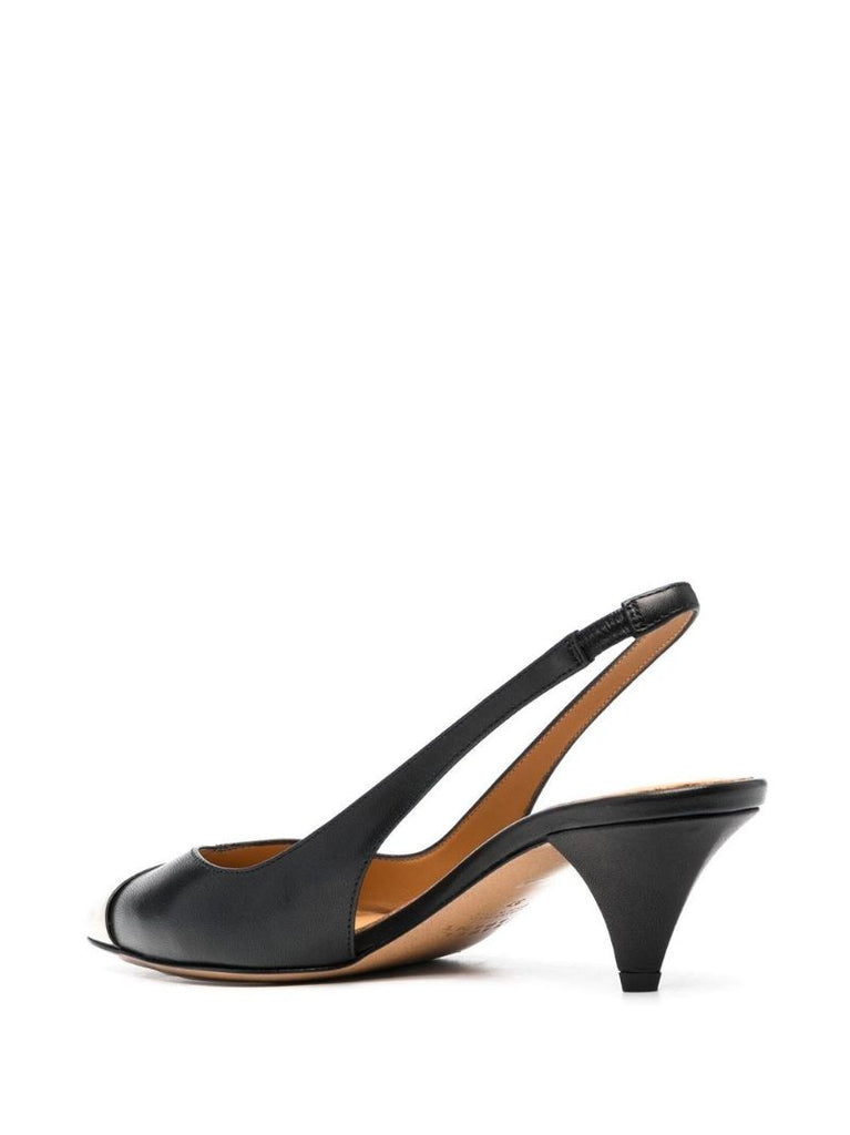 Black Elina Pointed Toe Slingback Pumps