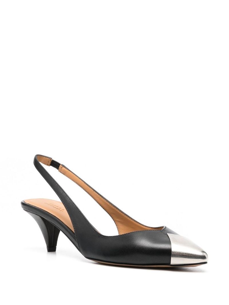 Black Elina Pointed Toe Slingback Pumps
