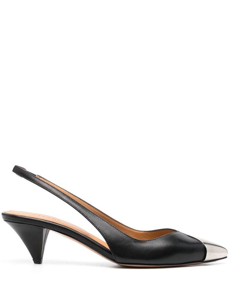 Black Elina Pointed Toe Slingback Pumps