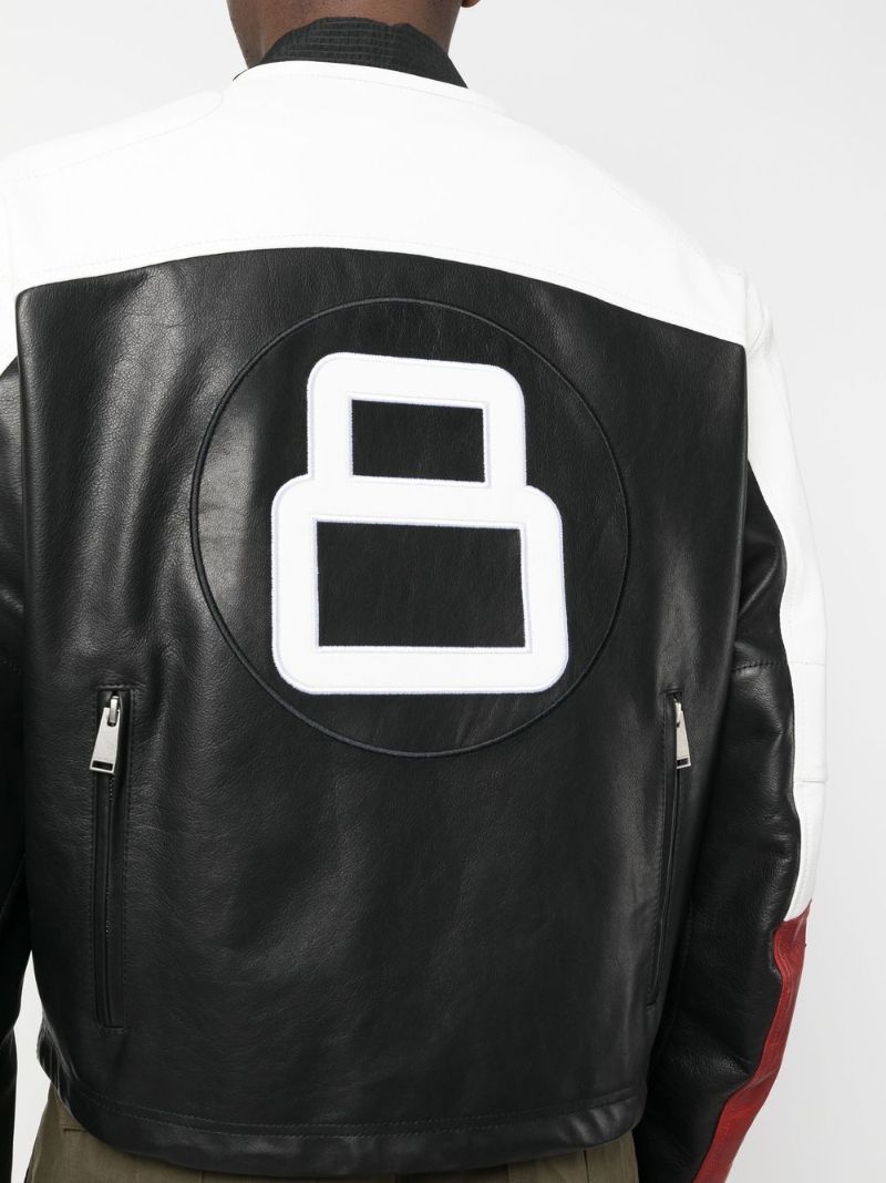 Black Moto Patches Leather Jacket
