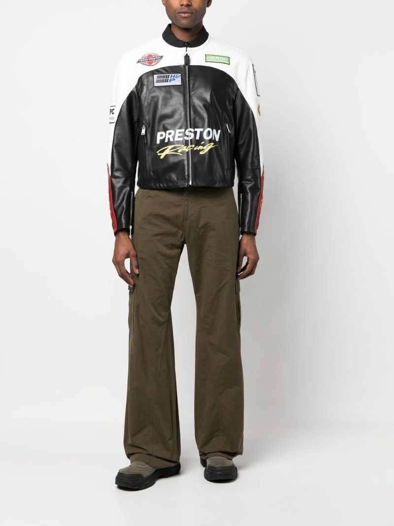 Black Moto Patches Leather Jacket