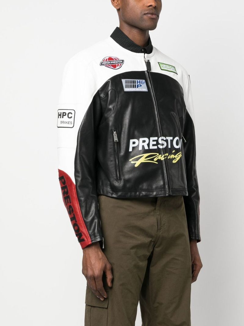 Black Moto Patches Leather Jacket