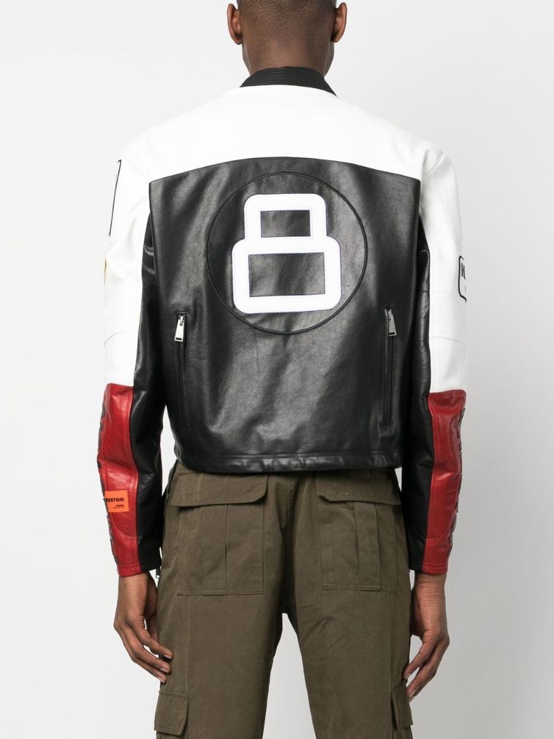 Black Moto Patches Leather Jacket