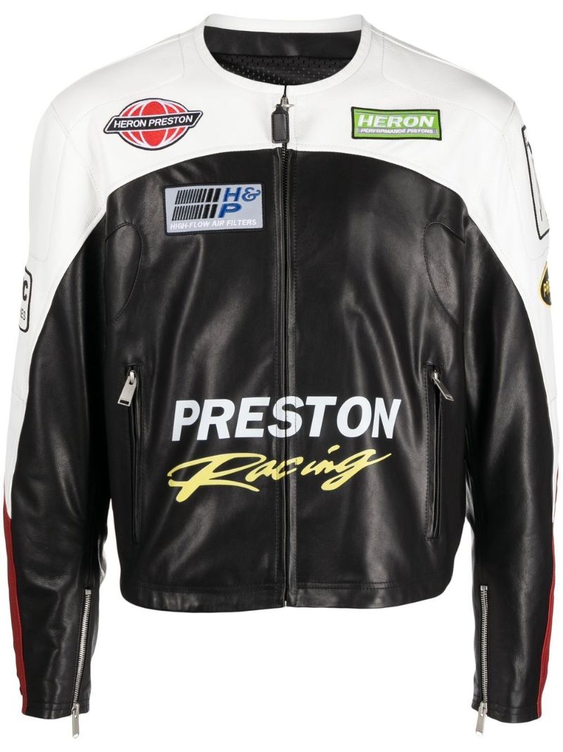 Black Moto Patches Leather Jacket