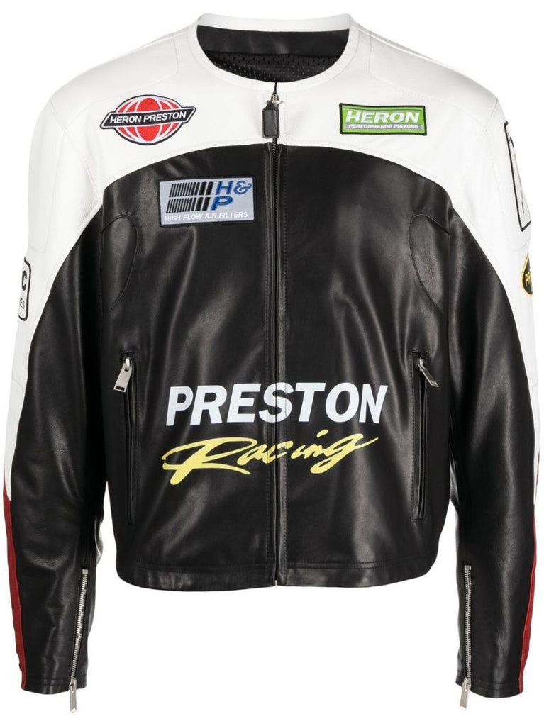 Black Moto Patches Leather Jacket