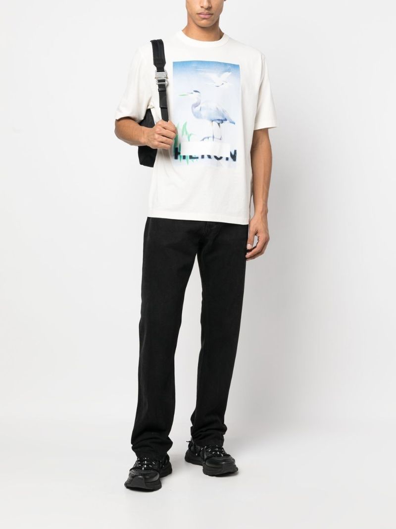 White Censored Heron Print T-shirt