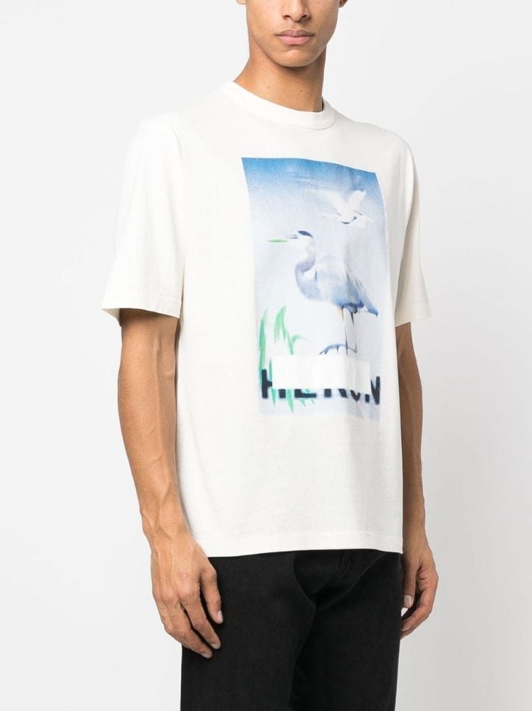 White Censored Heron Print T-shirt