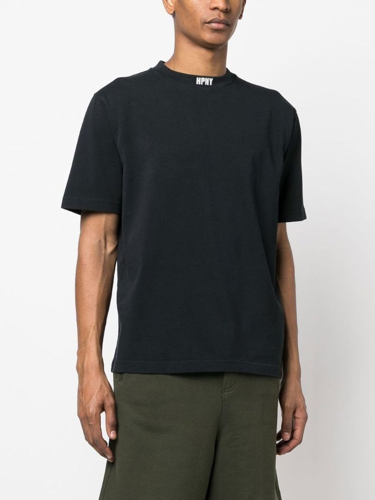 Black Logo-embroidered Cotton T-shirt