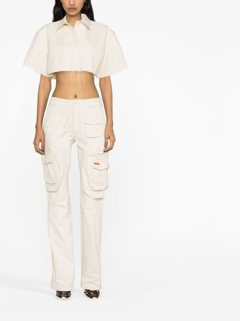 White Ex-ray Canvas Cargo Trousers