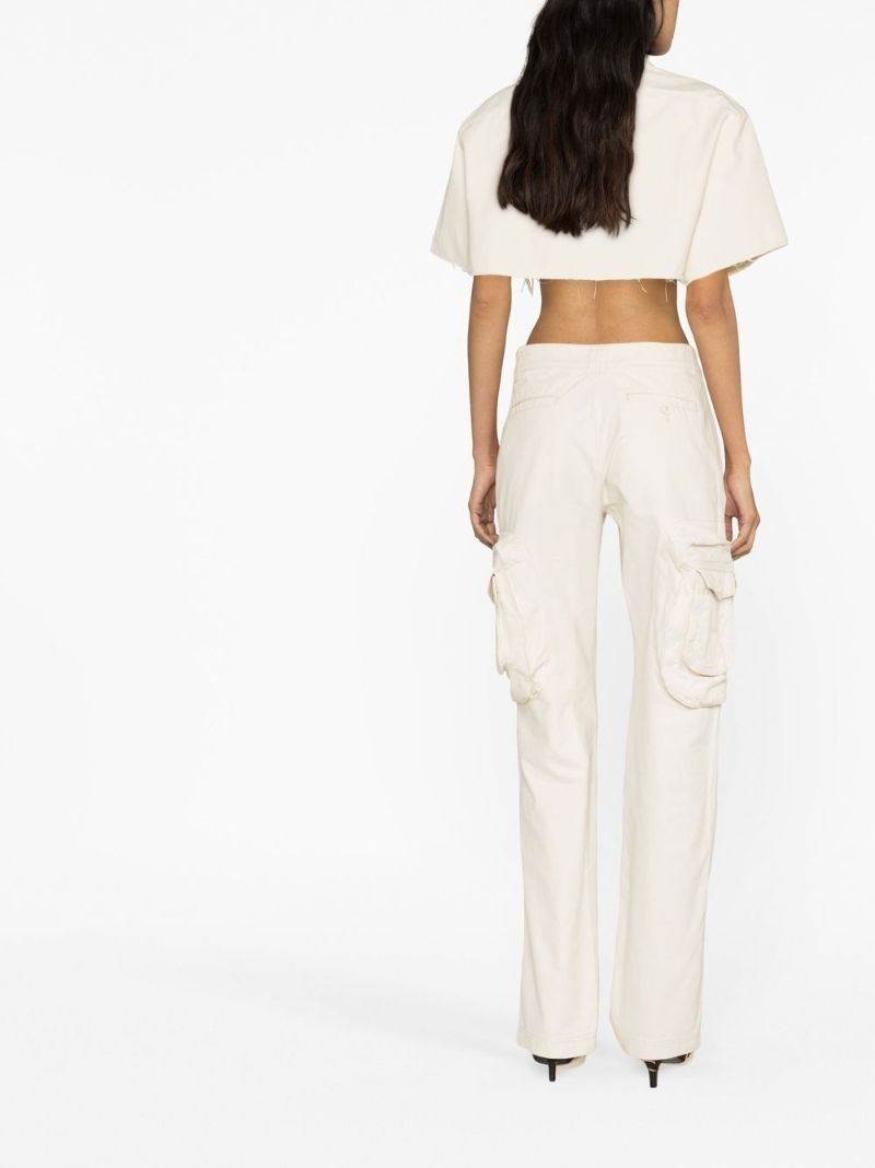 White Ex-ray Canvas Cargo Trousers