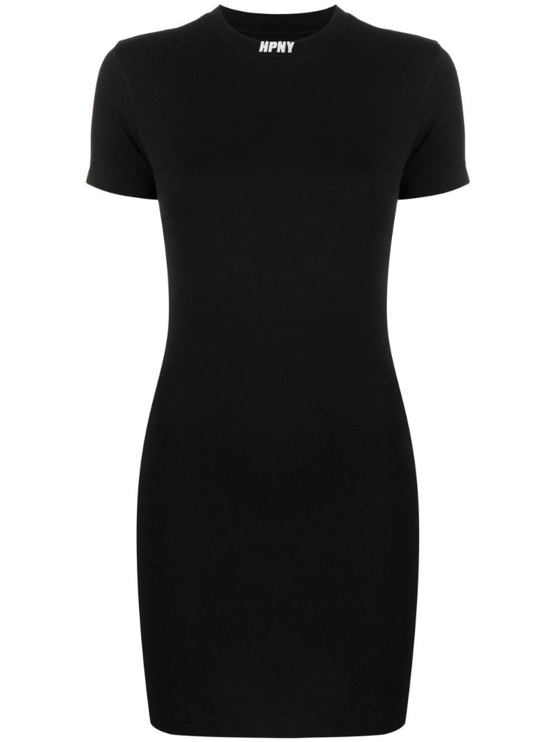 Black Logo Embroidered T-shirt Mini Dress