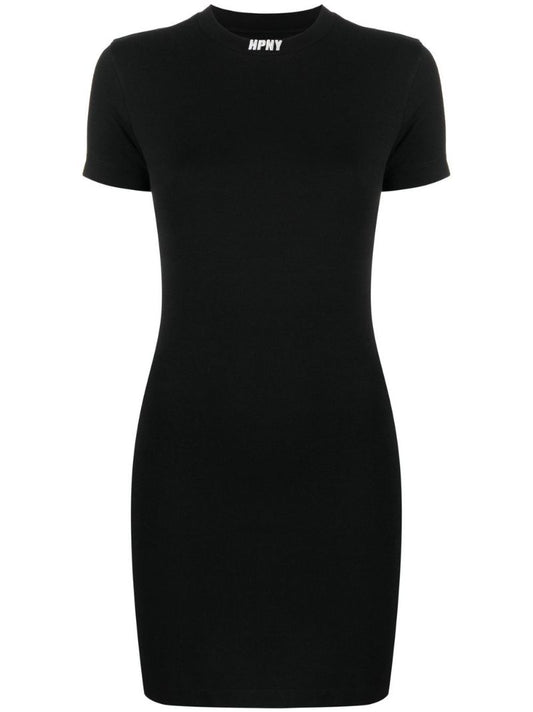 Black Logo Embroidered T-shirt Mini Dress