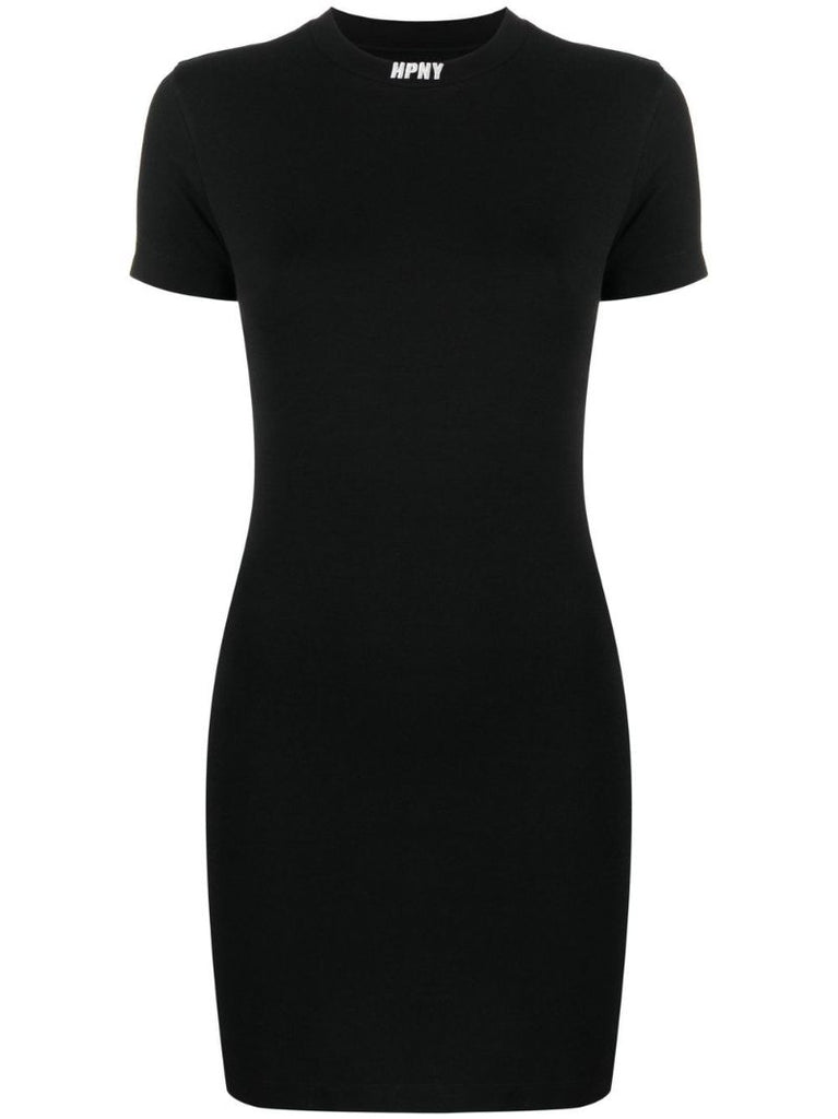 Black Logo Embroidered T-shirt Mini Dress