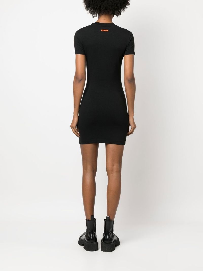 Black Logo Embroidered T-shirt Mini Dress