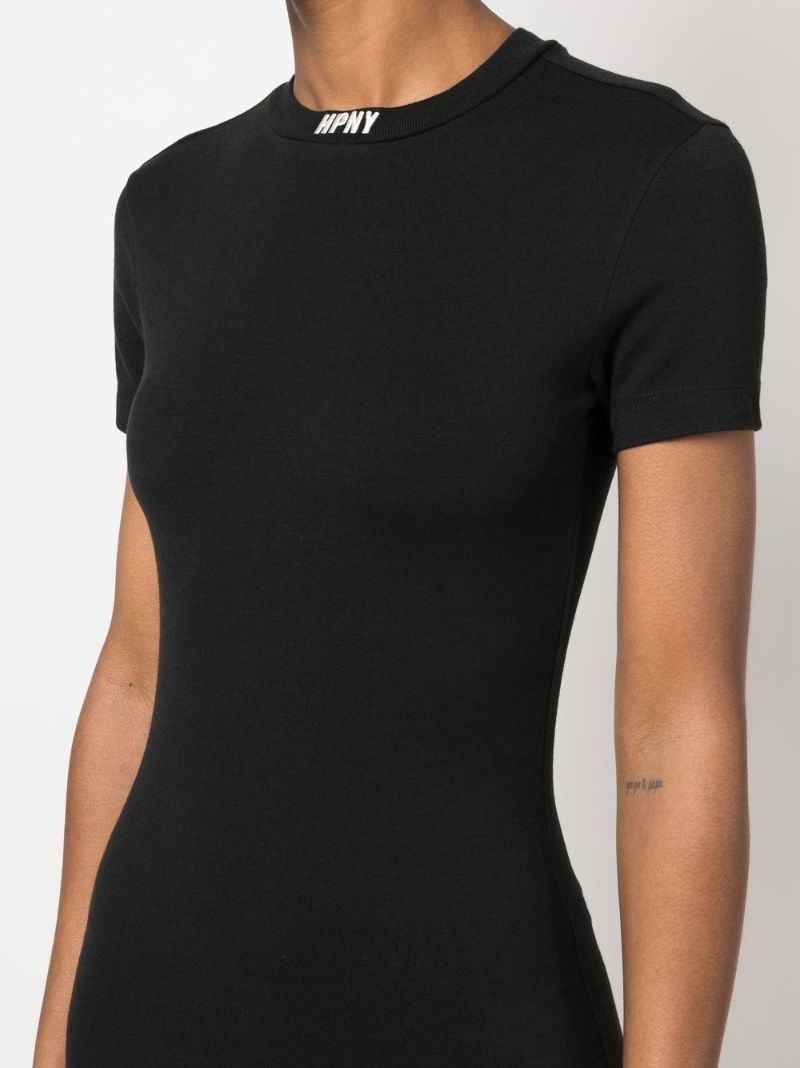 Black Logo Embroidered T-shirt Mini Dress