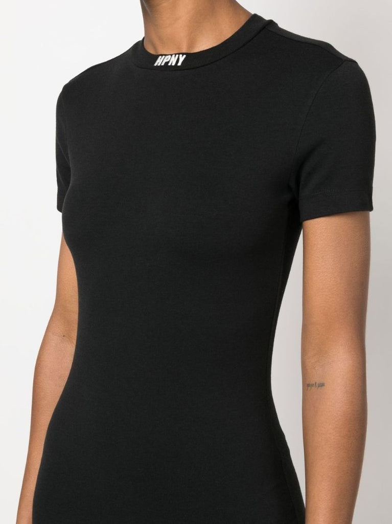 Black Logo Embroidered T-shirt Mini Dress