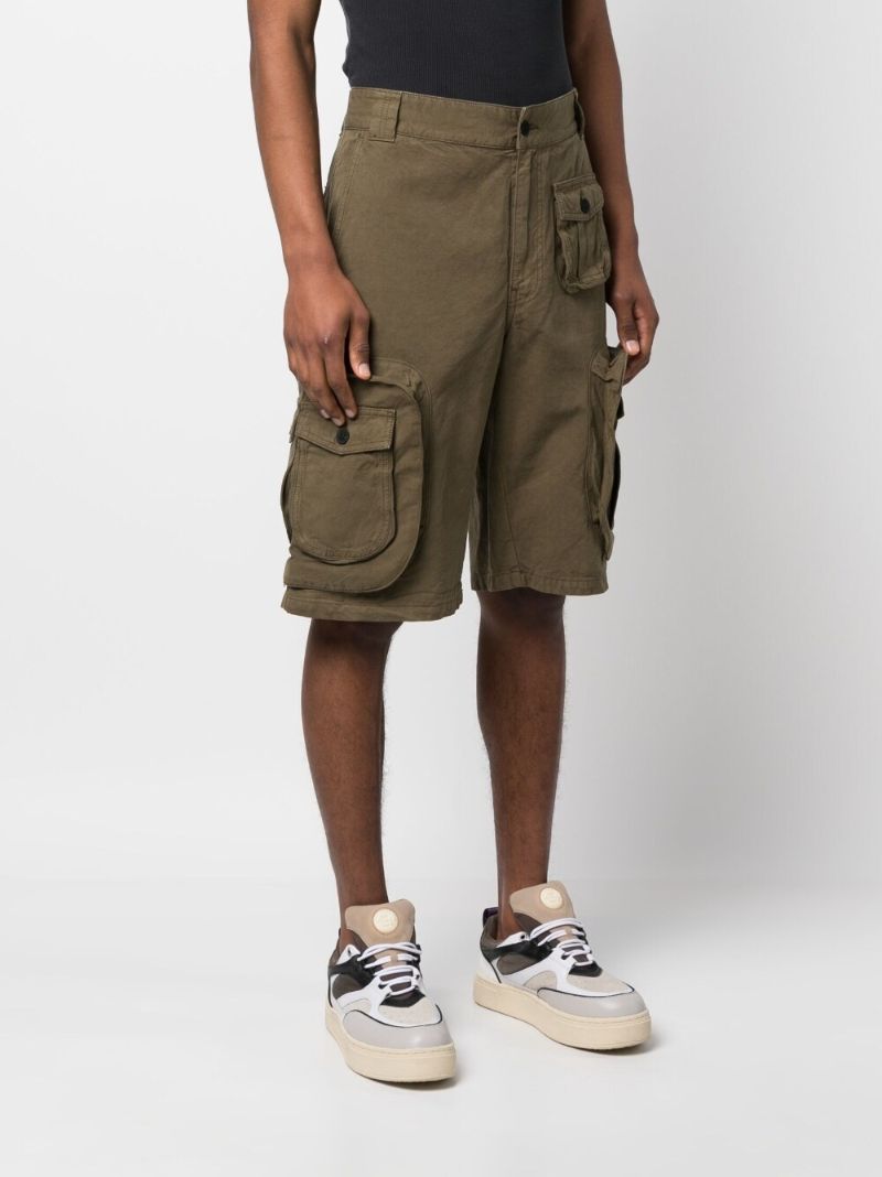 Green Canvas Cargo Shorts