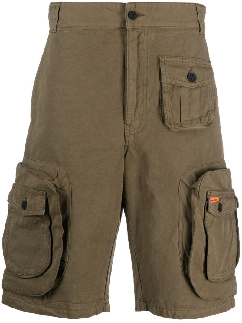 Green Canvas Cargo Shorts