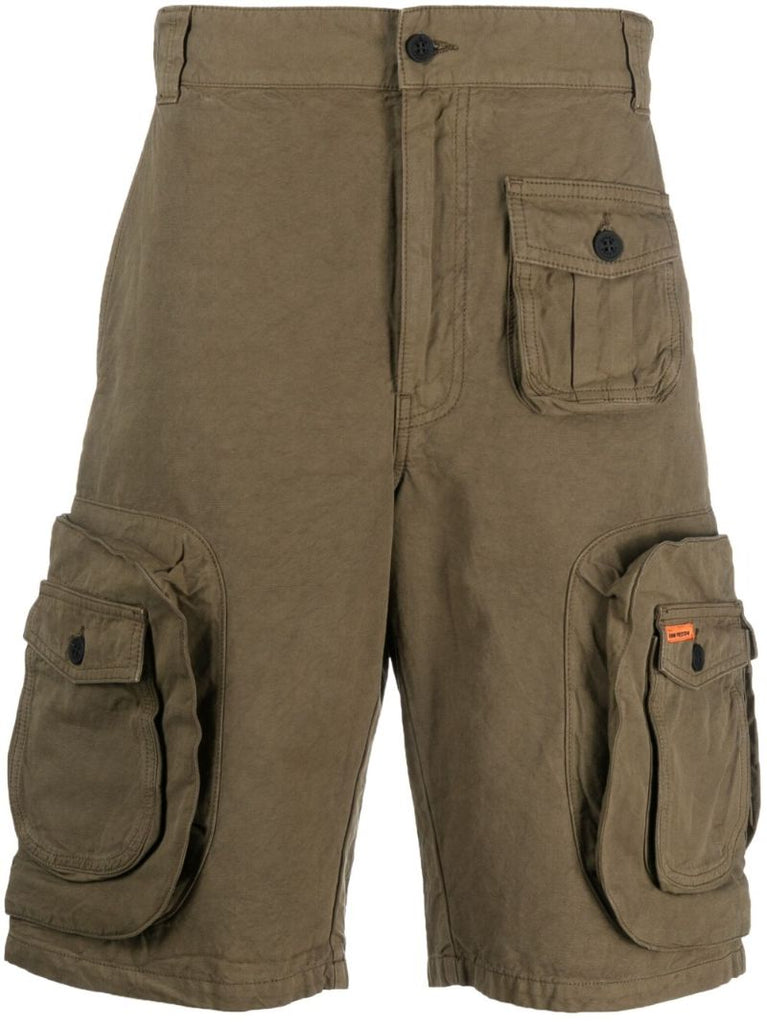 Green Canvas Cargo Shorts