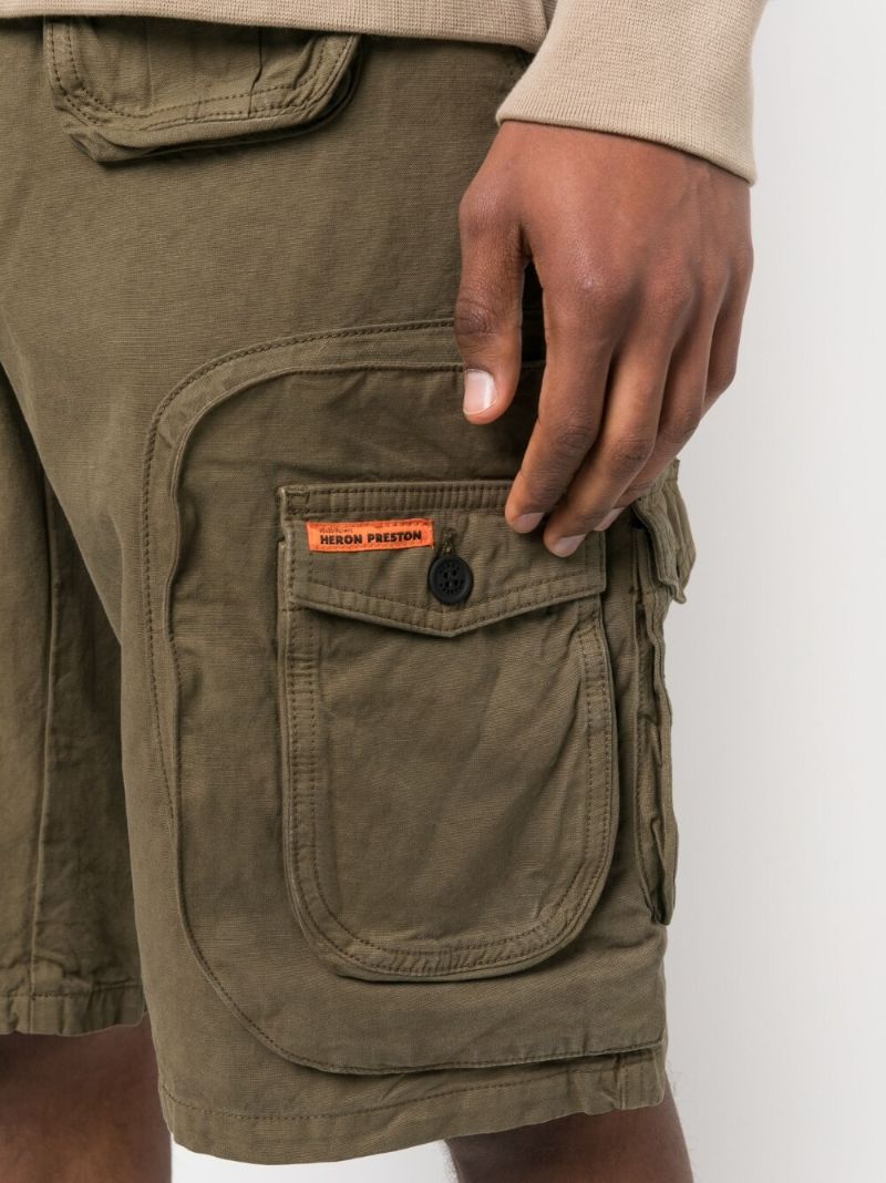 Green Canvas Cargo Shorts