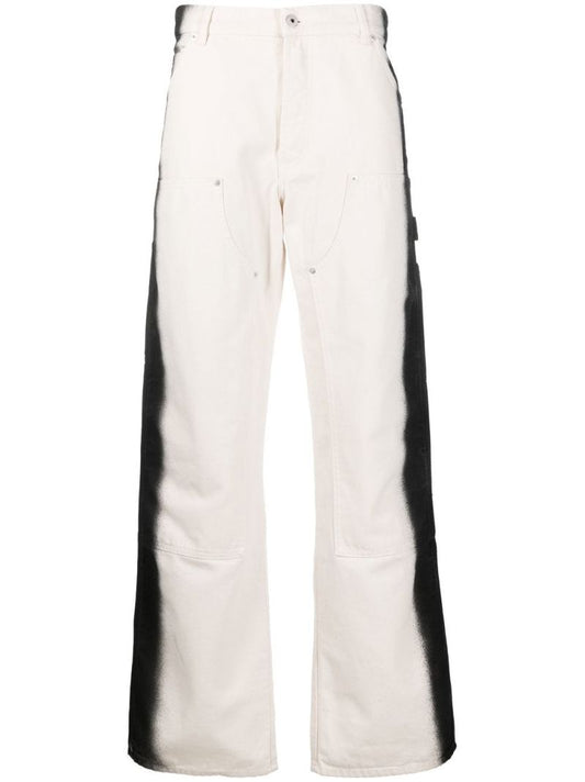 White Gradient Stripe Wide-leg Trousers